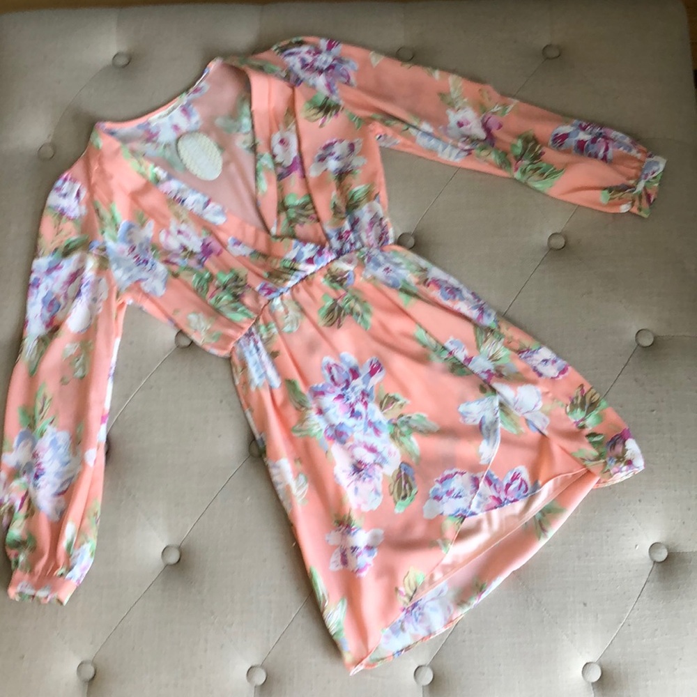 Honey belle flora long sleeve wrap dress